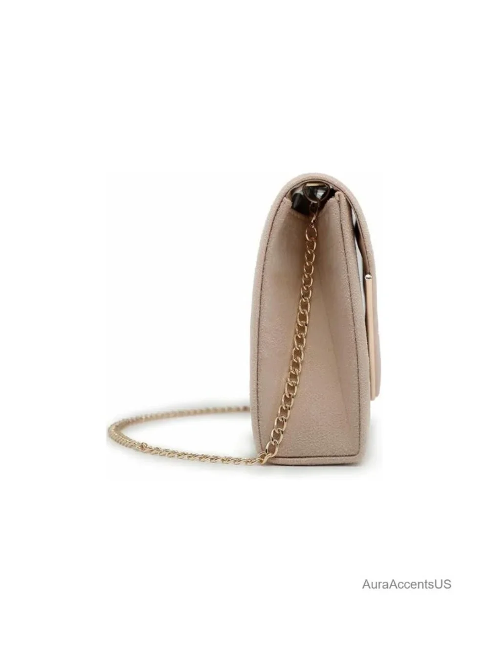 Luxury Faux Suede Envelope Clutch Evening Bag with Chain Strap, Women's Formal